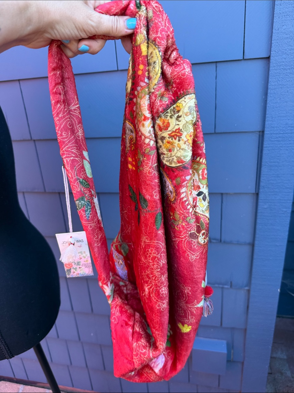 Johnny Was sling bag soft NWT red gold paisley - Picture 3 of 5